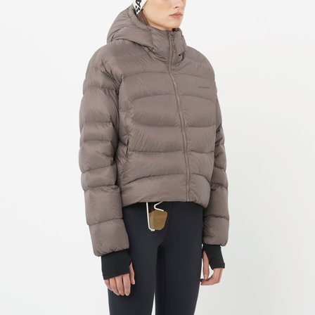 Salomon - Dunjacka med huva dam Outline Novelty Cropped Down - Iron