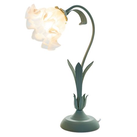 Vintage nattbordslampe med blomsterdekor