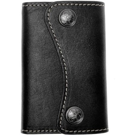 Äkta läder nyckelring nyckel plånbok 6 krok knapp stängning nyckel Hol