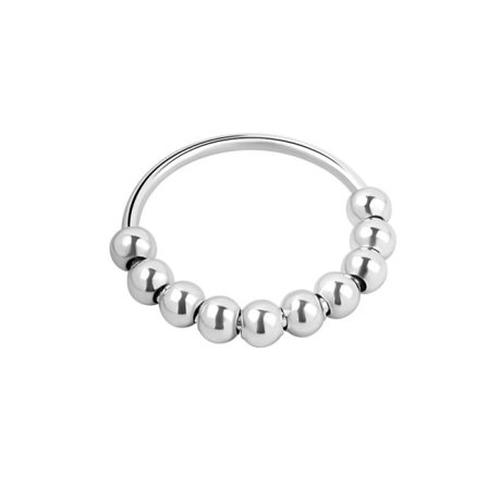 Anti-stressring med 10 roterbara pärlor i koppar med platinafärg 18,5 mm