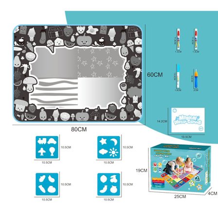 2-i-1 Akvarell Tegnematte, Malermatte, Pedagogisk Leke Gave til Barn i Alderen 3-12, Ingen Søl Under Maling