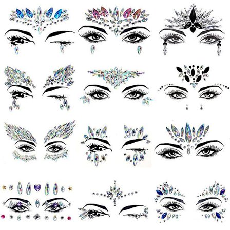 10pcs Face Sticker Diamond Face Decoration Makeup Festival Carnival Party