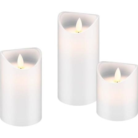 Set Med 3 Led Riktiga Vaxljus, Vit
