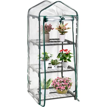 Udendørs drivhusovertræk til haven, transparent PVC plante skygge blomsterstativ regnslag, insektbeskyttelse, 3-lags 126 x 69 x 49cm