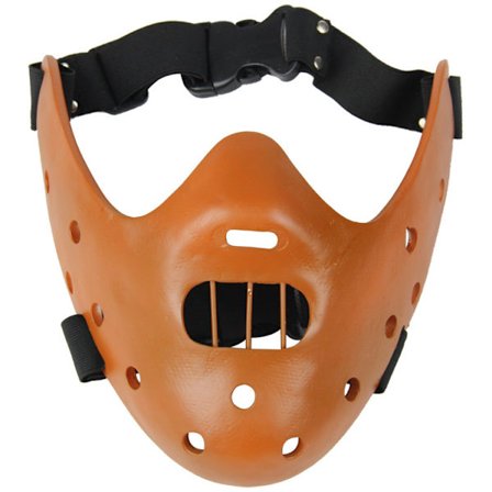 Halloween Mask Hannibal Lecter Mask Läskig Halloween Rollspel Realistisk Skräck Mördare Mask Halv Ansikte Huvudbonad Harts-FF- Brun