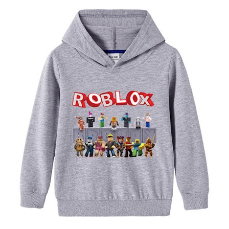 Roblox Barnkläder - Bomull Hooded Sweatshirt - Grå