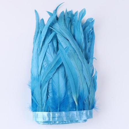 25-30 cm hane fjær trim frynser farget fargerik naturlig hane fjær bånd for fest kostyme klær hodeplagg dekorasjon db sky blue 25-30 cm