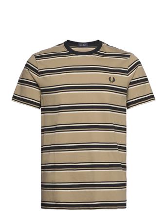 Stripe T-Shirt Tops T-Kortærmet Skjorte Beige Fred Perry