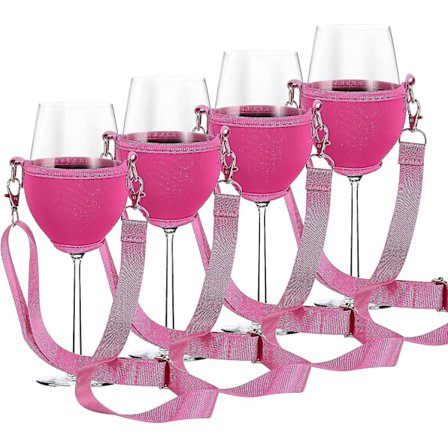 Pakke med 4 vinglassholdere for å henge rundt halsen - Vinglassholder for å henge rundt halsen - Koppbærer - Festival vinglassholder for jul, bursdag,