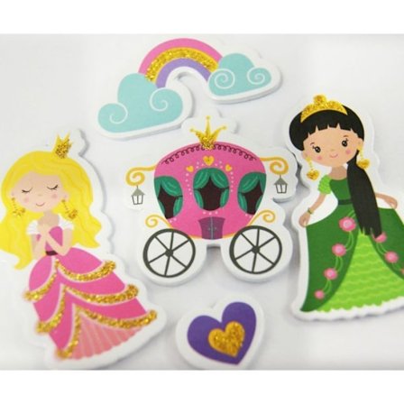 30 Stickers - EVA Foam - Prinsessor - Glitter