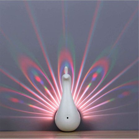 Væglampe LED Påfugl Projektionslys Farverige Lys Fjernbetjening