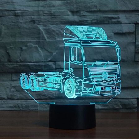 3D Lastebil Bil Nattlys Bordskrive Optisk Illusjon Lamper 7 Farge Skiftende Lys LED Bordlampe Jul Hjem Kjærlighet Bursdag Barn Barn Dekor
