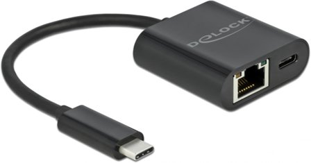Delock USB-C til GbE adapter med 60W PD - svart