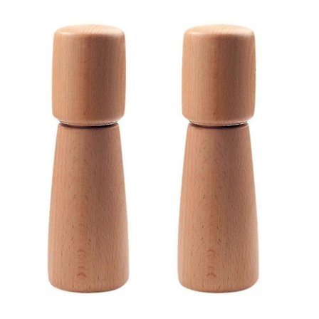 Set med salt- och pepparkvarnar i trä, set med salt- och pepparkvarnar i akaciaträ, kvarnarna är påfyllningsbara