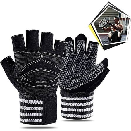 Gym Handsker, Træningshandsker, Anti-Slip Silikonpolstrede Palm Beskyttelse og Ekstra Greb, Fitness Handsker til Mænd & Kvinder, Vægtløftningshandsker