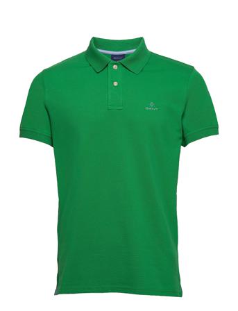 Contrast Collar Pique Ss Rugger Polos Short-sleeved Grön GANT
