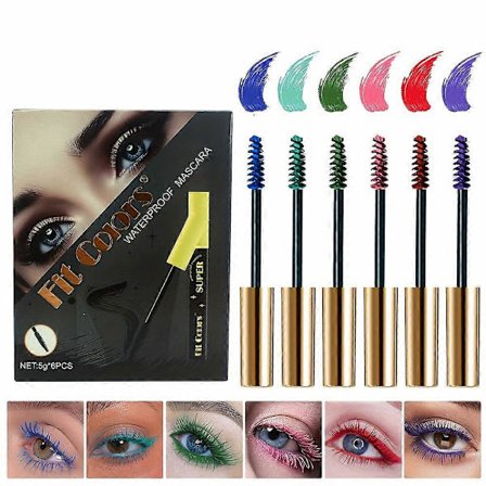 6 Färger Färgad Mascara Set, Färgglad Vattentät Mascara för Ögonfransar, Vattenresistent, Långvarig, Volymgivande & Förlängande