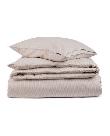 Lexington Bettwäschegarnitur aus Lyocell-Flanell mit Streifenmuster, Beige/Weiß