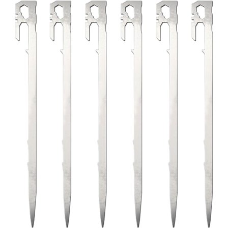 Teltplugger for camping, 6-pakning kraftig sett, jordspiker i rustfritt stål, slitesterke trampolinenagler, gjenbrukbare ankre for gårdsplass og 