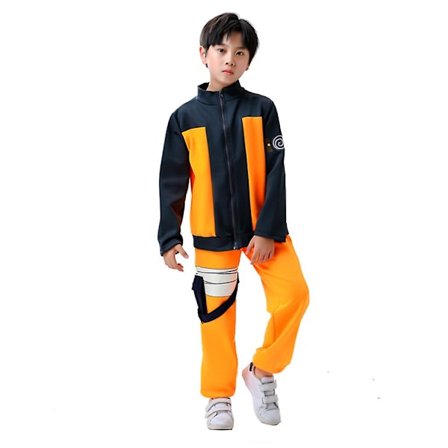 4-10 år Barn Pojkar Flickor Naruto Anime Cosplay Festdräkt Uzumaki Naruto Jacka+byxor Outfit Set Presenter 9-10 År
