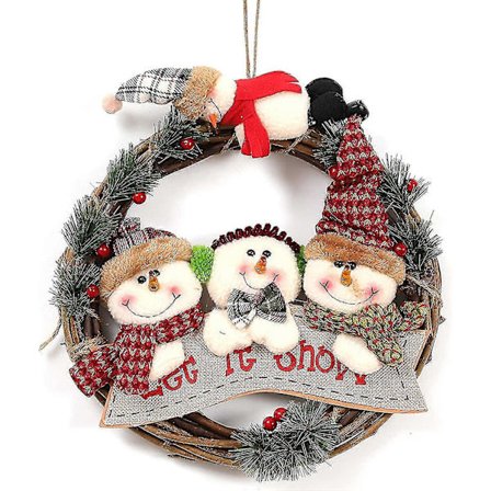 Joulurottinkikranssi Joulukranssit Ulko-oveen Lumiukko Rottinkikranssi 29cm Riippuva Kranssirengas Joulurottinkiriipus Let It Snow Joulu