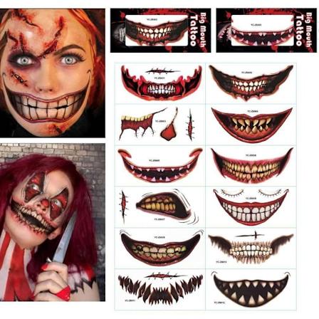 12st Halloween - Sårtatuering - Muntatueringar - Tatuering Multicolor