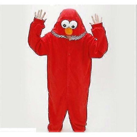 Hot tilbud til lav pris! Voksen Sesamgade Kræmmer Monster Elmo Kostume Rød-Glad