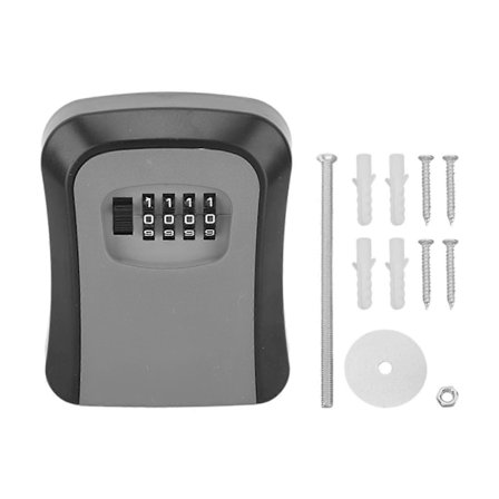 Nullstillbar Kode Nøkkelboks Bærbar Kombinasjonslås 5 Nøklers Kapasitet Veggmontert Nøkkeloppbevaringsboks for Utendørs Innendørs Grå (Uten Støvdeksel