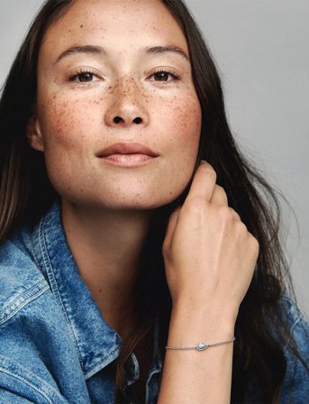 Pandora Sterling Silver Bracelet With Clear Cubic Zirconia And Sliding Clasp - Silver - 18 CM