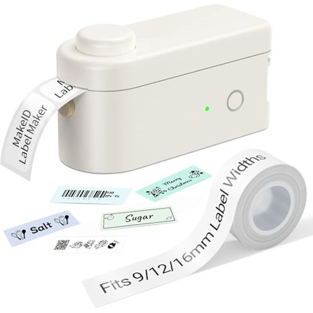 2025 Senaste Modell Makeid Etikettskrivare med Tejp - Kompatibel med 9/12/16mm Vattentät Tejp, Portabel & Uppladdningsbar med Buil