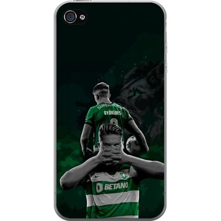 Yhteensopiva Puhelinkuori Apple iPhone 4 Neonmotiivi, jossa teksti "Gaming is in my DNA" sinisenä ja punaisena tiiliseinällä, jossa loistava DNA-spira