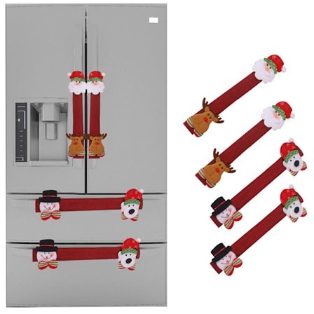Set med 4 Kylskåpsdörrhandtagsöverdrag, Santa Snowman Kitchen