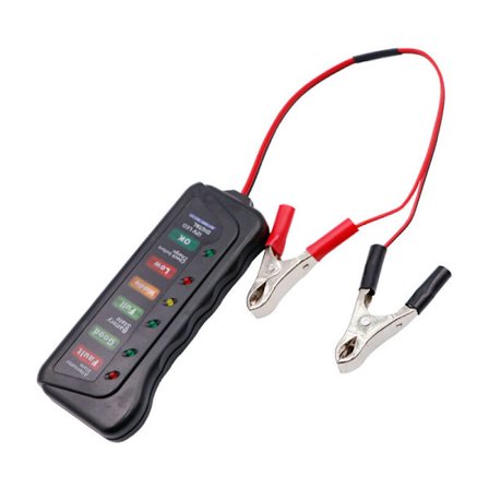 12 V digitalt batteri- og dynamo-tester - 6 LED-indikatorer - multifunksjonstester for biler og motorsykler