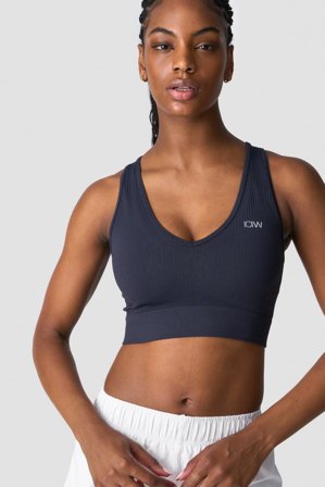 Ribbed Define Cropped V-neck Tank Navy