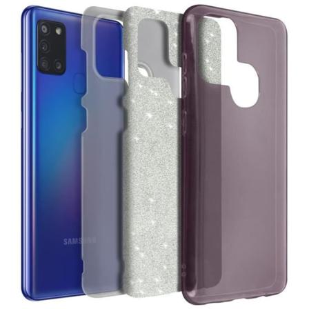 Samsung A21s Glitter Aftagelig silikone semi-stiv taske Pink Pink