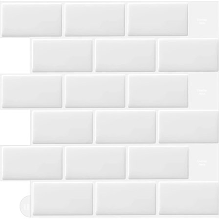 10 ark 3D Selvklæbende Vægfliser, Skræl og Klæb Vægfliser, Stænkpladefliser, Metro Subwayfliser Klæb på Fliser til Køkken & Badeværelse-FA-