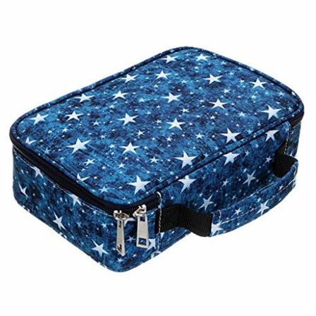 Nyt lynlås-pennalhus med høj kapacitet og mønster - Multifunktionelt penalhus med 36 store elastiske rum til 72 farveblyanter (stjerne)