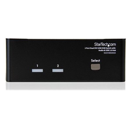 StarTech DVI KVM Switch with Audio & USB 2.0 Hub - 2-Port USB KVM Switch - 1920 x 1200 - Dual Monitor KVM Switch (SV231DD2DUA) - KVM / lyd /