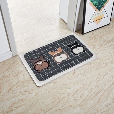 Badrumsmatta Tecknad Flock Tålig 50x80cm Corgi Valpmönster