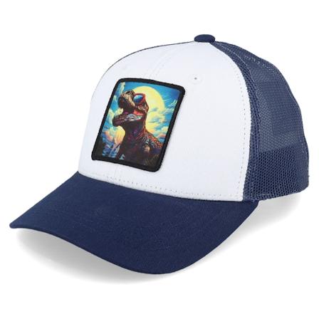 Kiddo Cap - Blanc trucker Casquette - Kids T-rex With Sun Glasses White/Navy Trucker @ Hatstore
