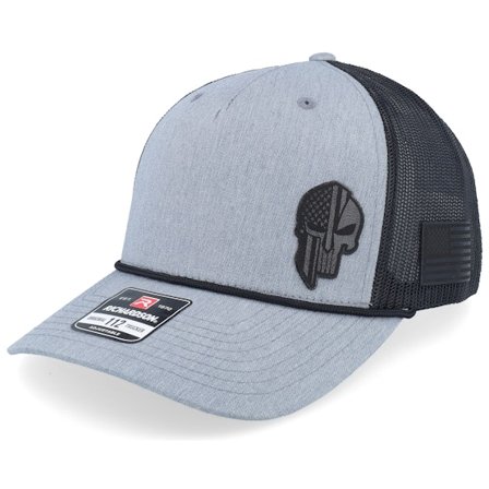Army Head - Grey - trucker - Cap - Army Skull Usa Black Patch Heather Grey/Black Rope A-Frame Trucker - Hatstore
