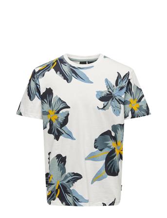 Onsklop Reg Ss Floral Tee Noos White ONLY & SONS