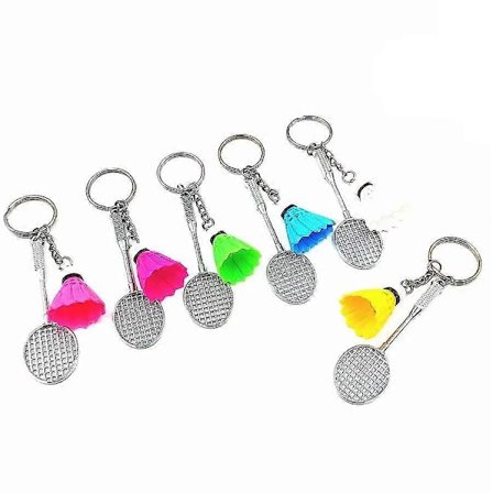 Mini Badmintonketsjer og bolde Sports Nøglering Vedhæng Nøglering (6 stk., Flerfarvet)