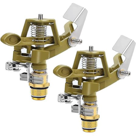 1/2 Tums Brass Impact Sprinkler, Robust Sprinklerhuvud Med Munstycken, 0-360 Grader Justerbar 2-pack