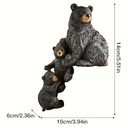 En bjørneskulptur i vintagestil laget av harpiks, som viser en søt bjørnefamilie.