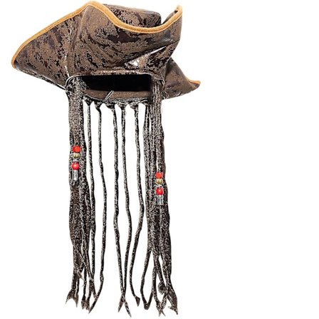 Pirat-hatt med pärlfläta, lämplig för piratkostymtillbehör