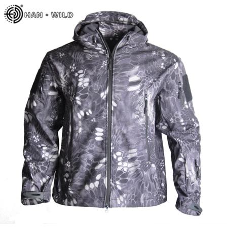 Jakt Jakker Myk Militær Taktisk Jakke Man Combat Vanntett Fleece Herre Klær Multicam Coat Windbreakers Python pattern M for 60-70kg