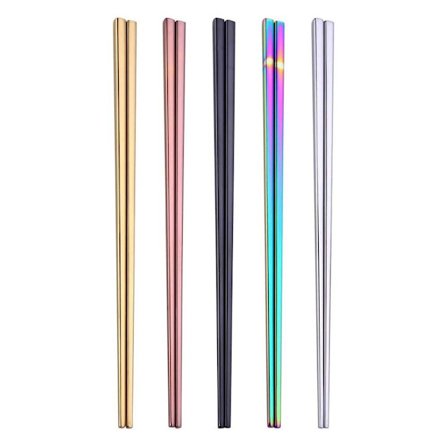 5 par ätpinnar 5 färger metalliska stål rostfritt stål ätpinnar metall KLB