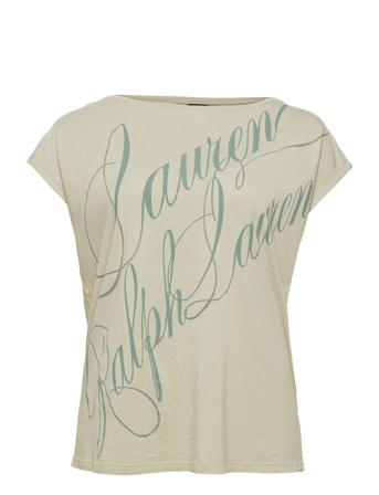 Script-Logo Cotton-Blend Tee Green Lauren Women