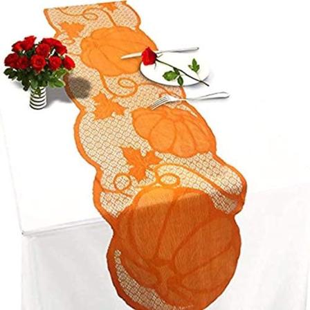 Løber Thanksgiving Dekorationer 13 x 72 Tommer Bordløber Efterårs Dekoration Høst Blonder Græskar Løber Brun Lang Efterårs Bord Li